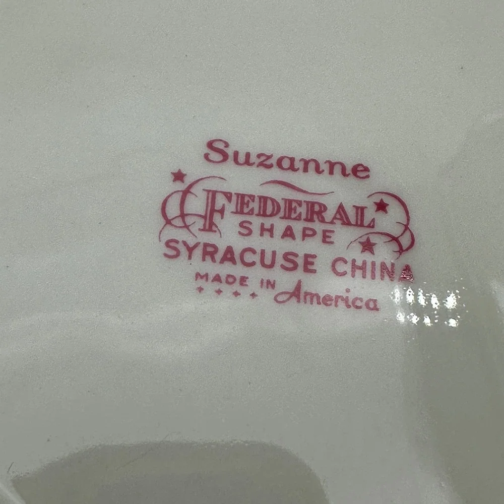 3 Syracuse China Suzanne Federal Shape Bread Plates Floral Gold 6.25